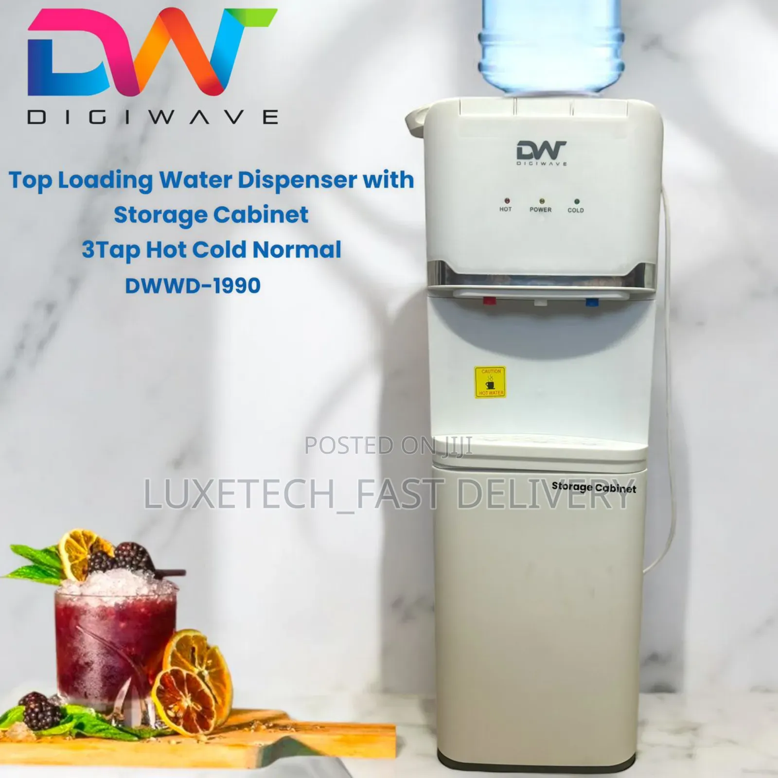 Digiwave Top Loading Water Dispenser 3 Taps With Cabinet