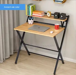 Modern Foldable Computer Desk With Adjustable Shelf