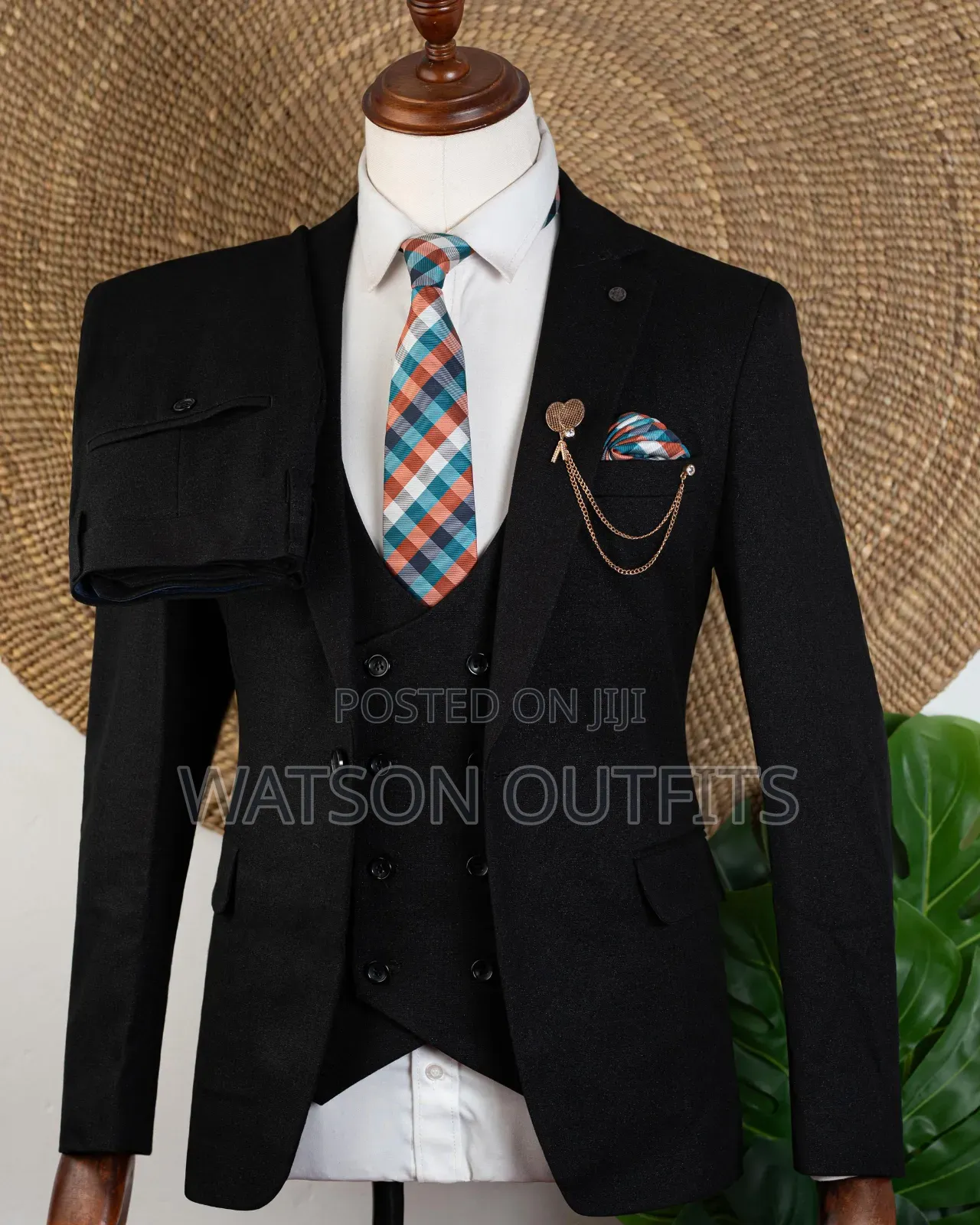 Men's Black Heavy Cotton Materials Suits