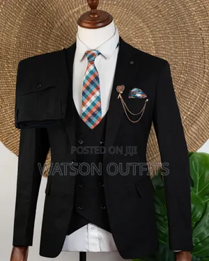 Men's Black Heavy Cotton Materials Suits