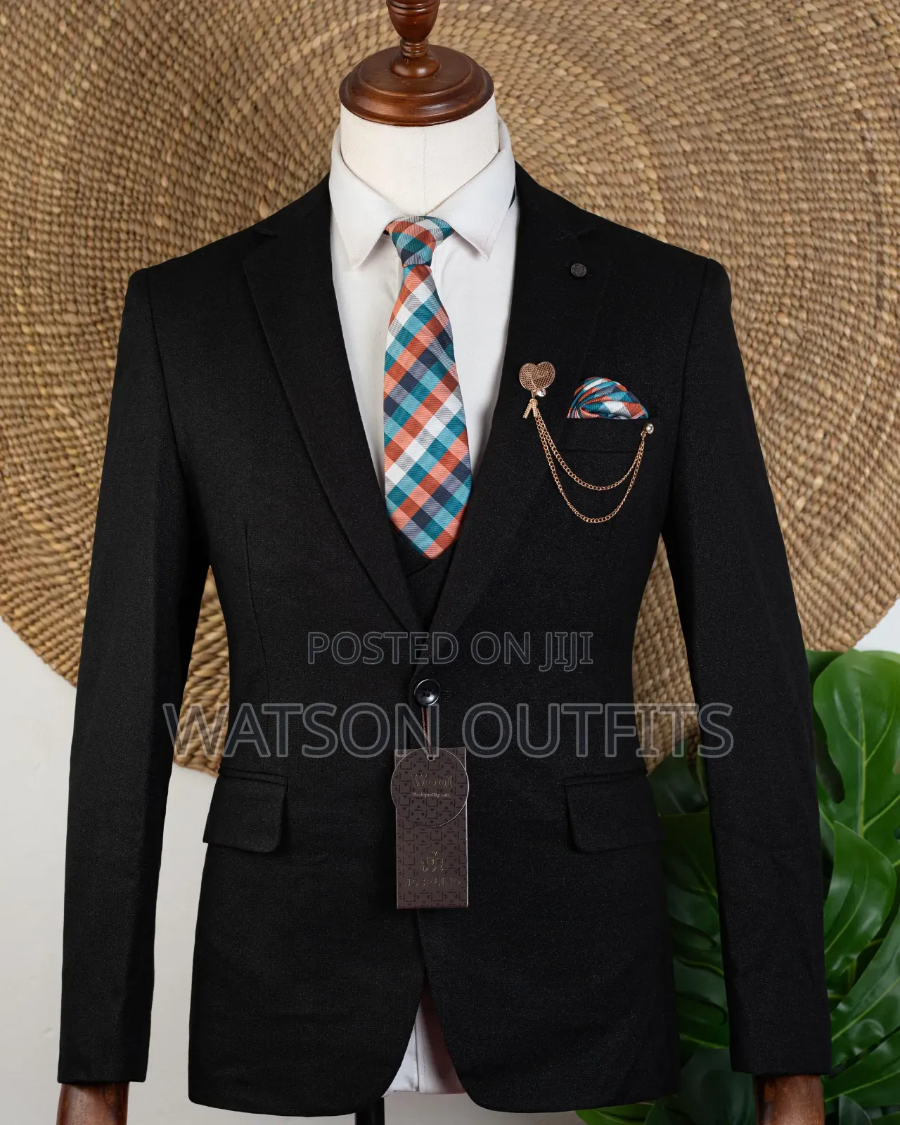Men's Black Heavy Cotton Materials Suits