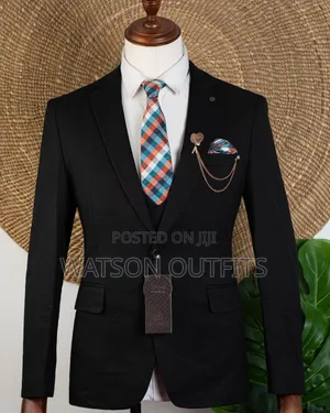 Men's Black Heavy Cotton Materials Suits