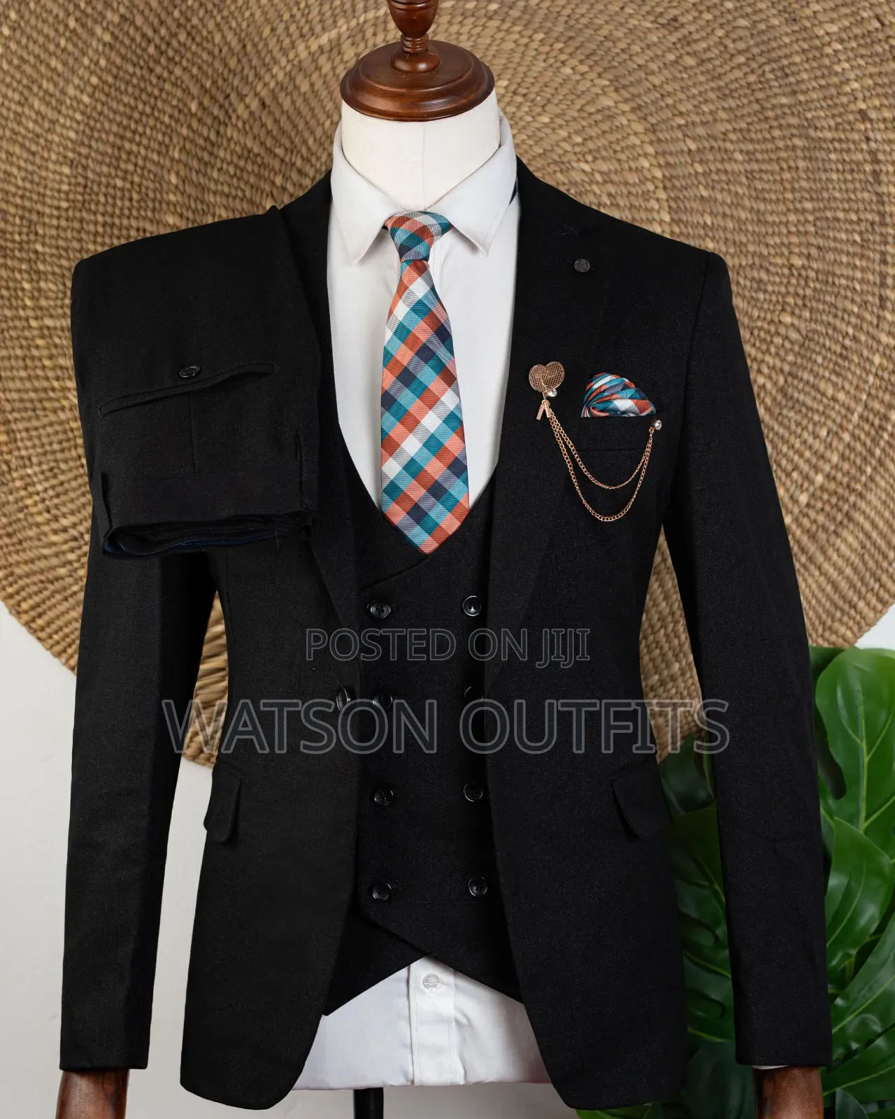 Men's Black Heavy Cotton Materials Suits
