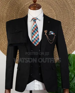 Men's Black Heavy Cotton Materials Suits