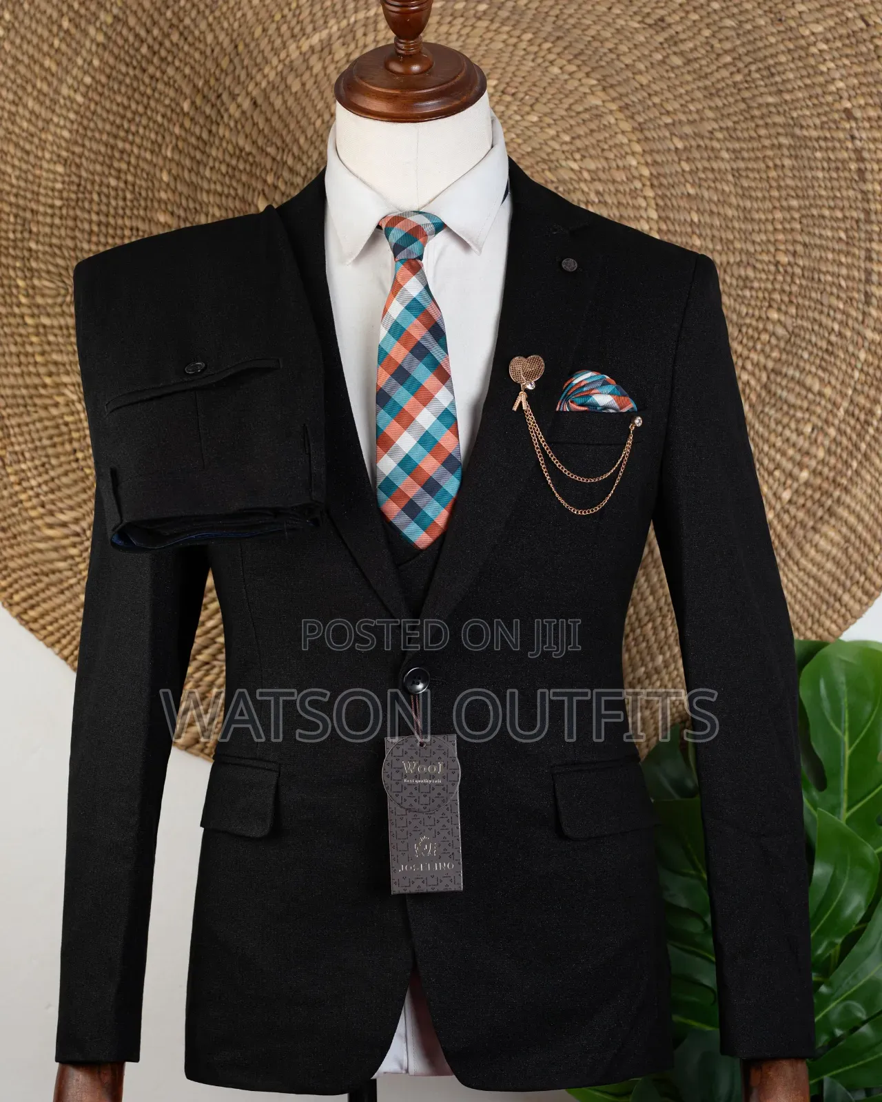 Men's Black Heavy Cotton Materials Suits