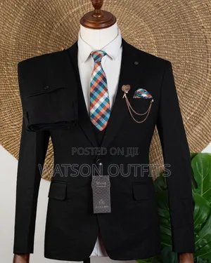 Men's Black Heavy Cotton Materials Suits