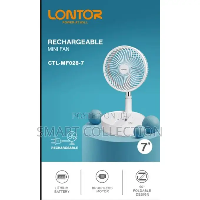 Lontor 7" Rechargeable Stretchable Standing/Table Fan