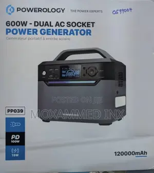 Powerology Power Generator 600w - Dual Ac Socket 120000mah