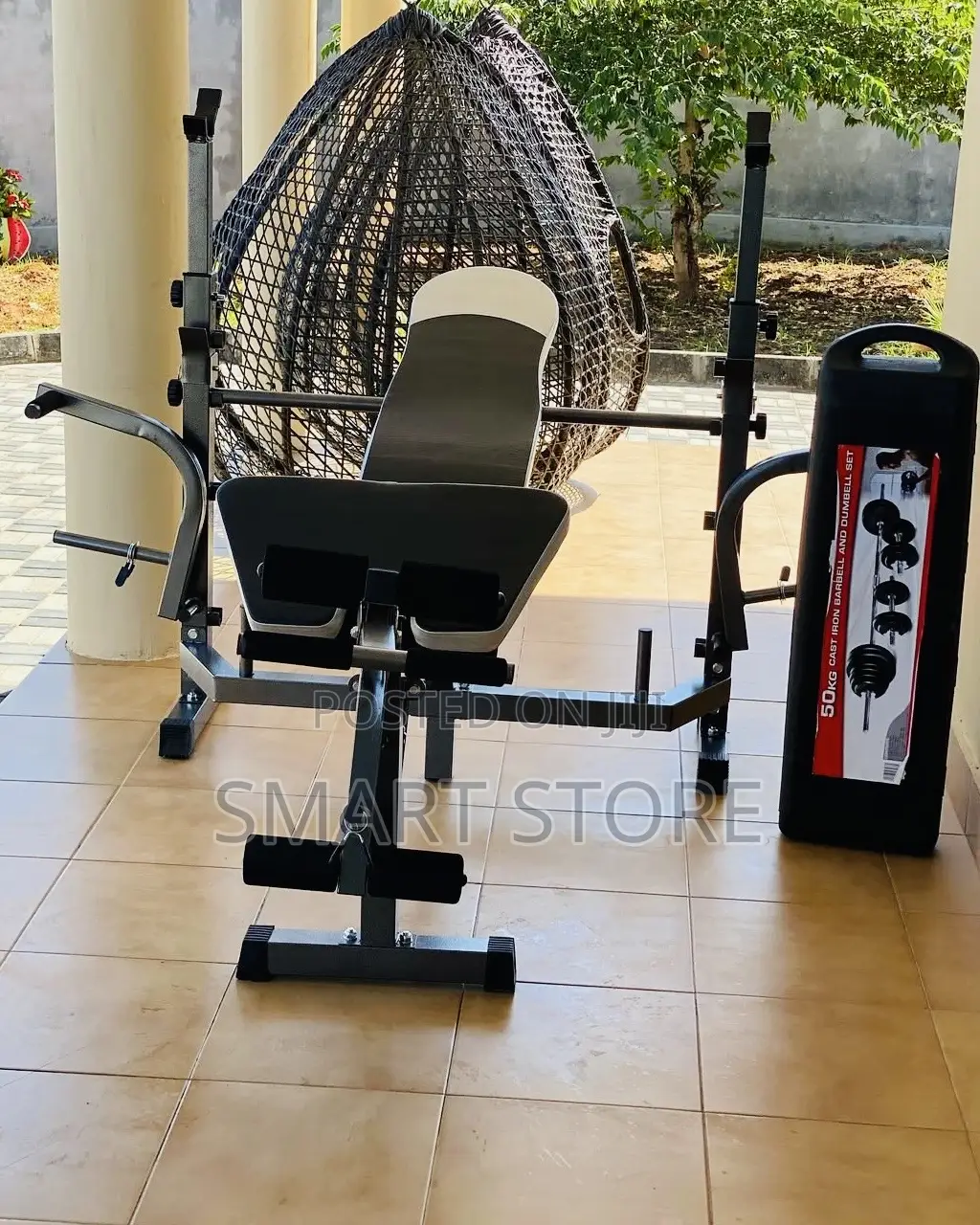 Adjustable Bench With 50kg Dumbbell Set