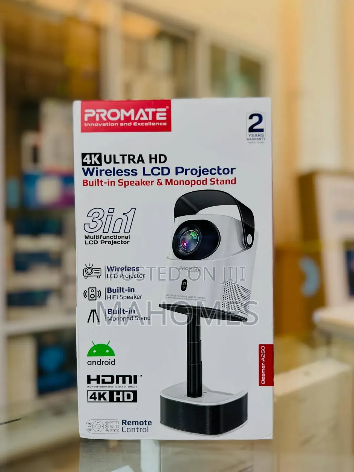 Promate Ultra Hd Wireless LCD Projector Built