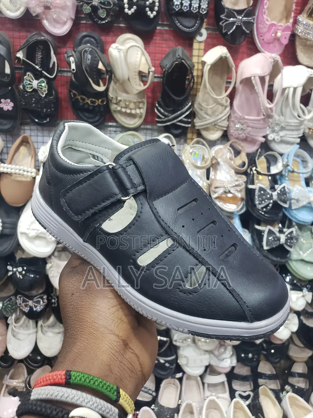 Boys Sandals Black Material Leather for Our Kids