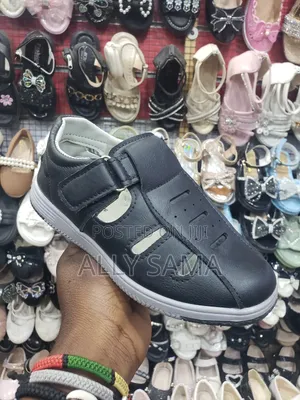 Boys Sandals Black Material Leather for Our Kids