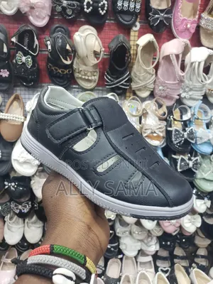 Boys Sandals Black Material Leather for Our Kids