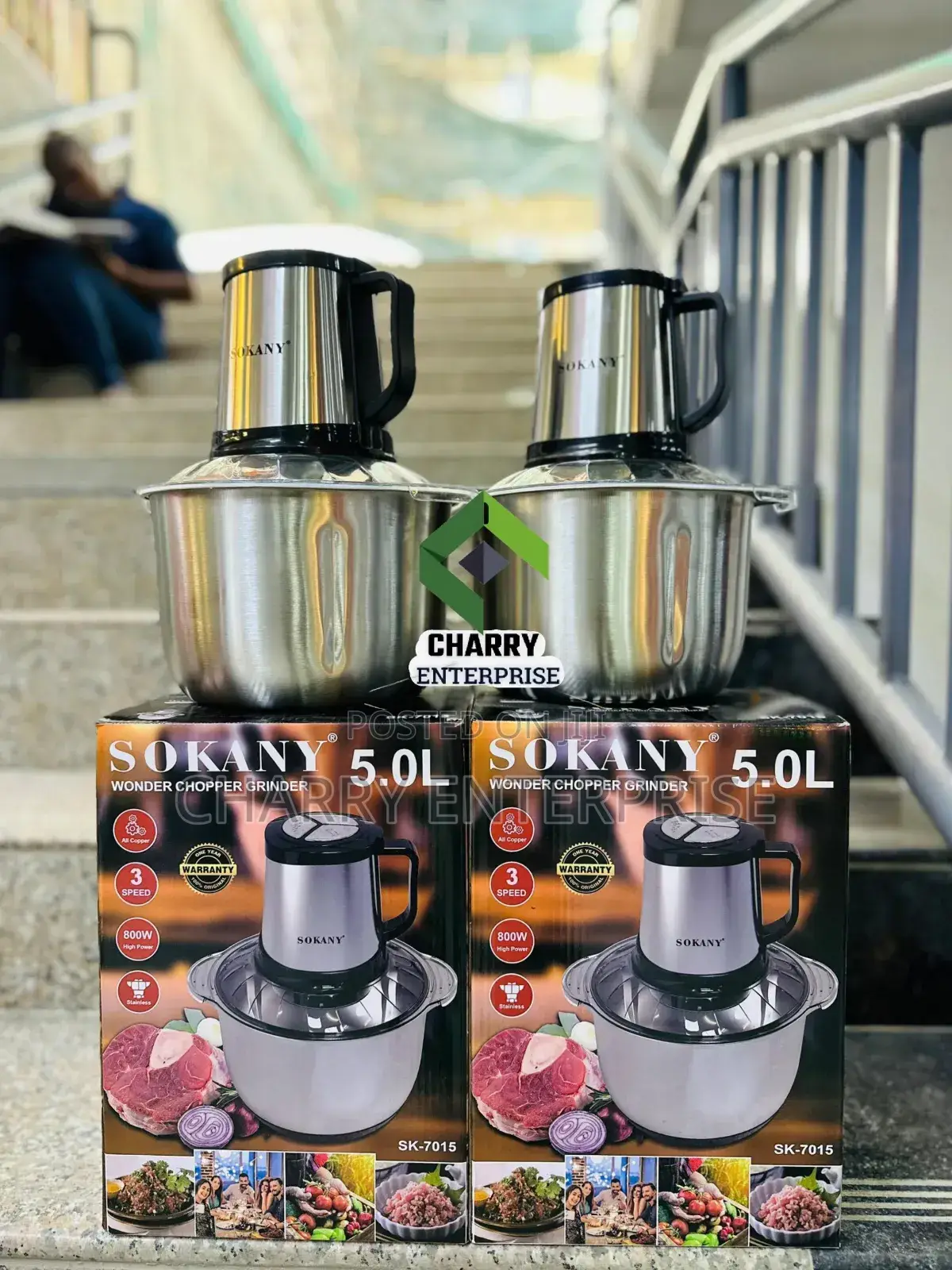 Sokany Wonder Chopper Grinder
800w 5.0l Yenye Nguvu 3 Speed