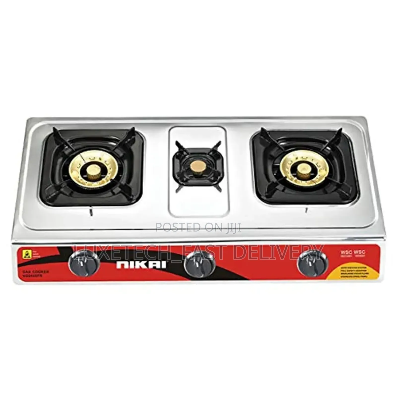 Nikai Gas Cooker 3 Burners Stainless Steel