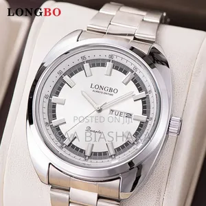 Longbo Quartz Stainless Steel Silver and White