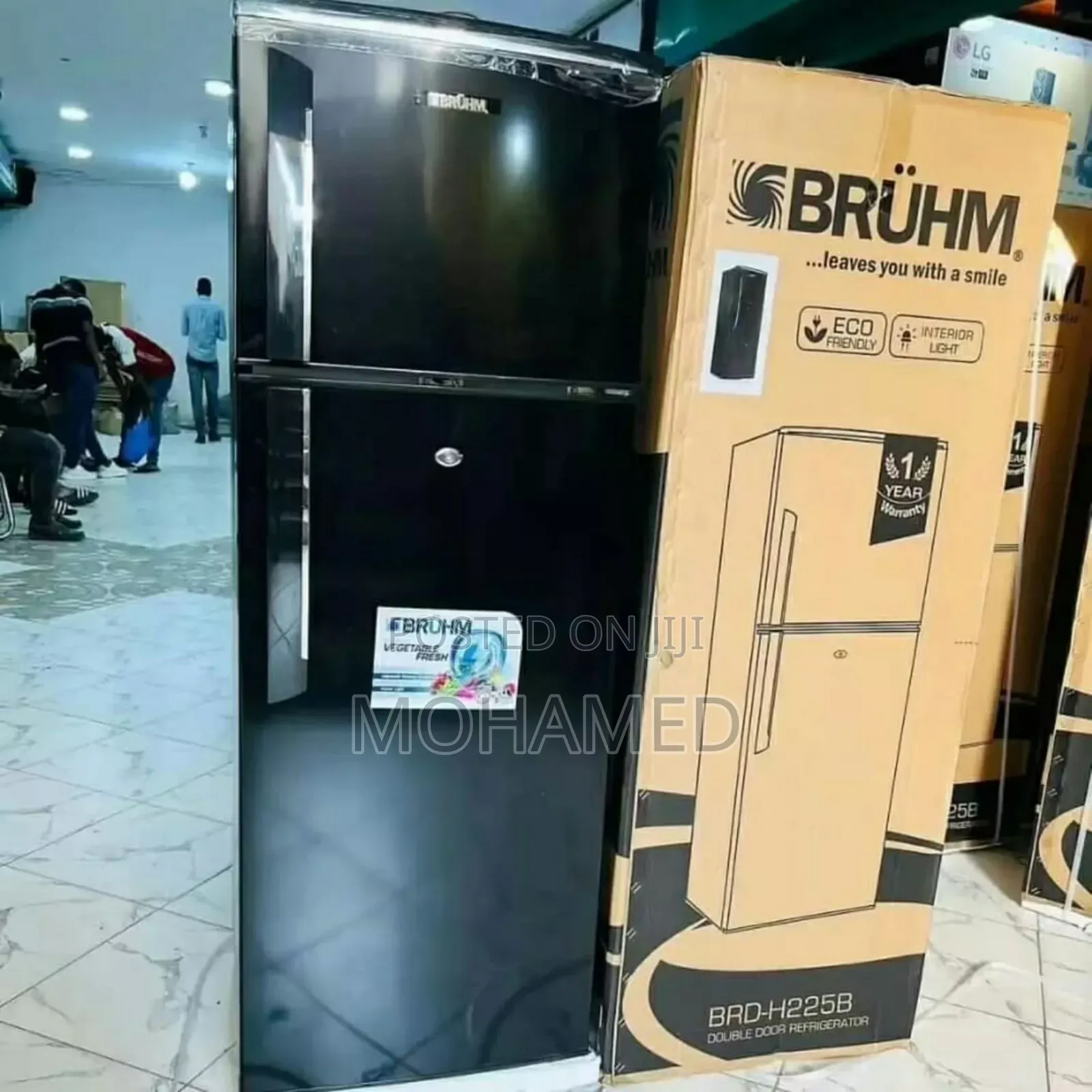 Bruhm Double Door Fridge 225l Black