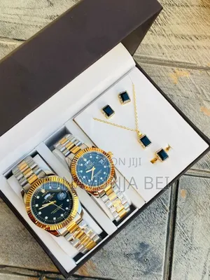 New Couple Set ( Two Watch + Ring + Chain ) Full Boxed