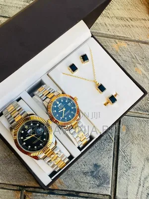 New Couple Set ( Two Watch + Ring + Chain ) Full Boxed