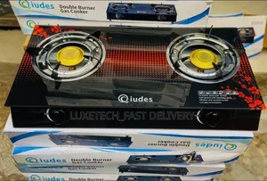 Qiudes Double Burner Tempered Glass Gas Cooker