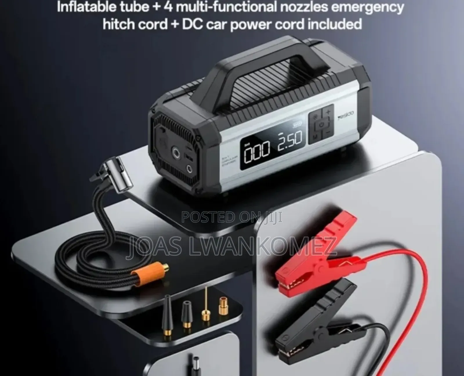 5 in 1(Jump Starter,Tyre Inflator,Power Bank,Emergency Lght)