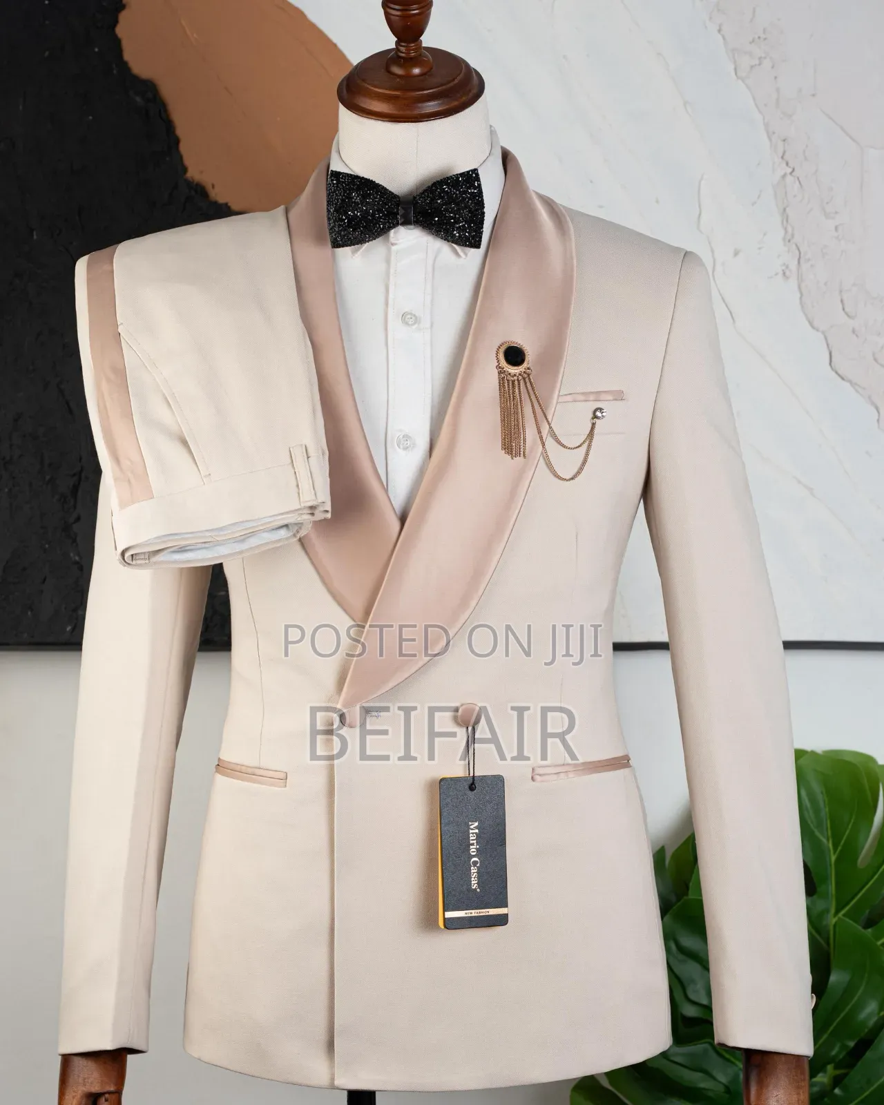 Double Breasted Tan Suit