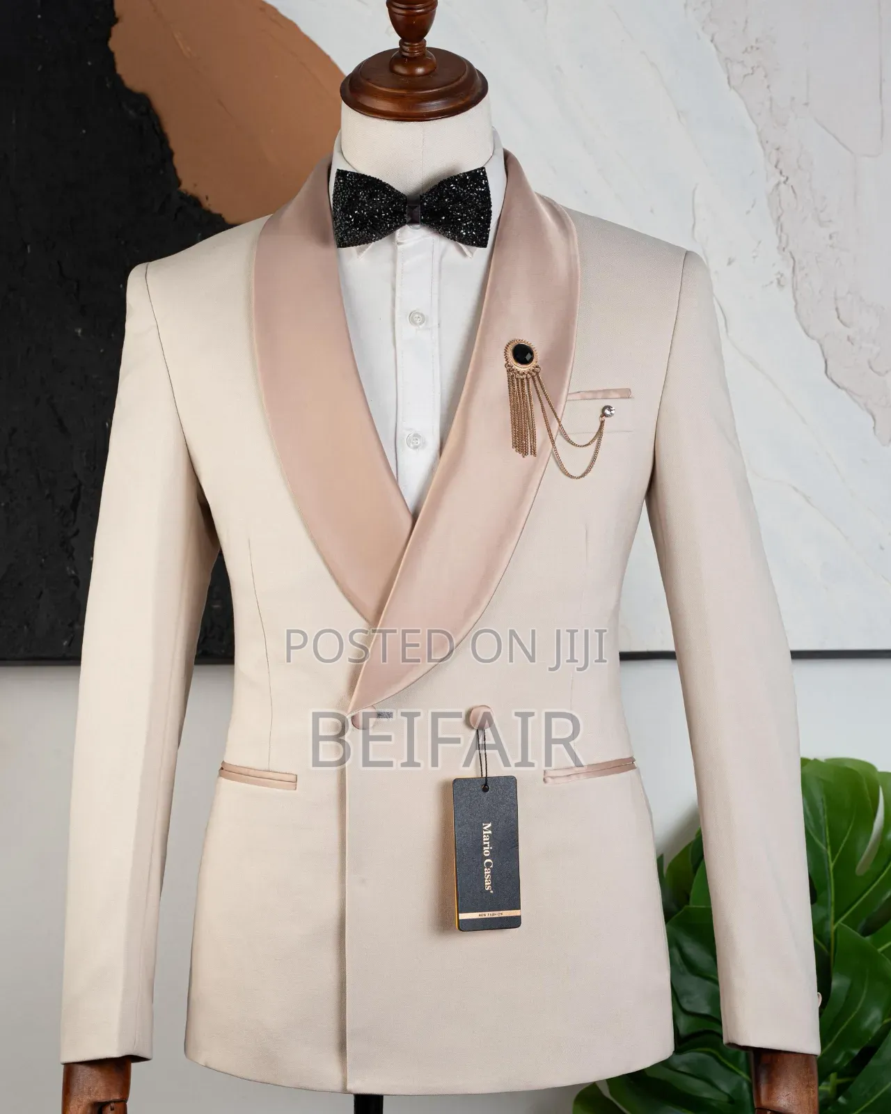 Double Breasted Tan Suit