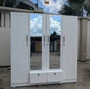 Four Doors Wardrobe With Mirrored Feature.