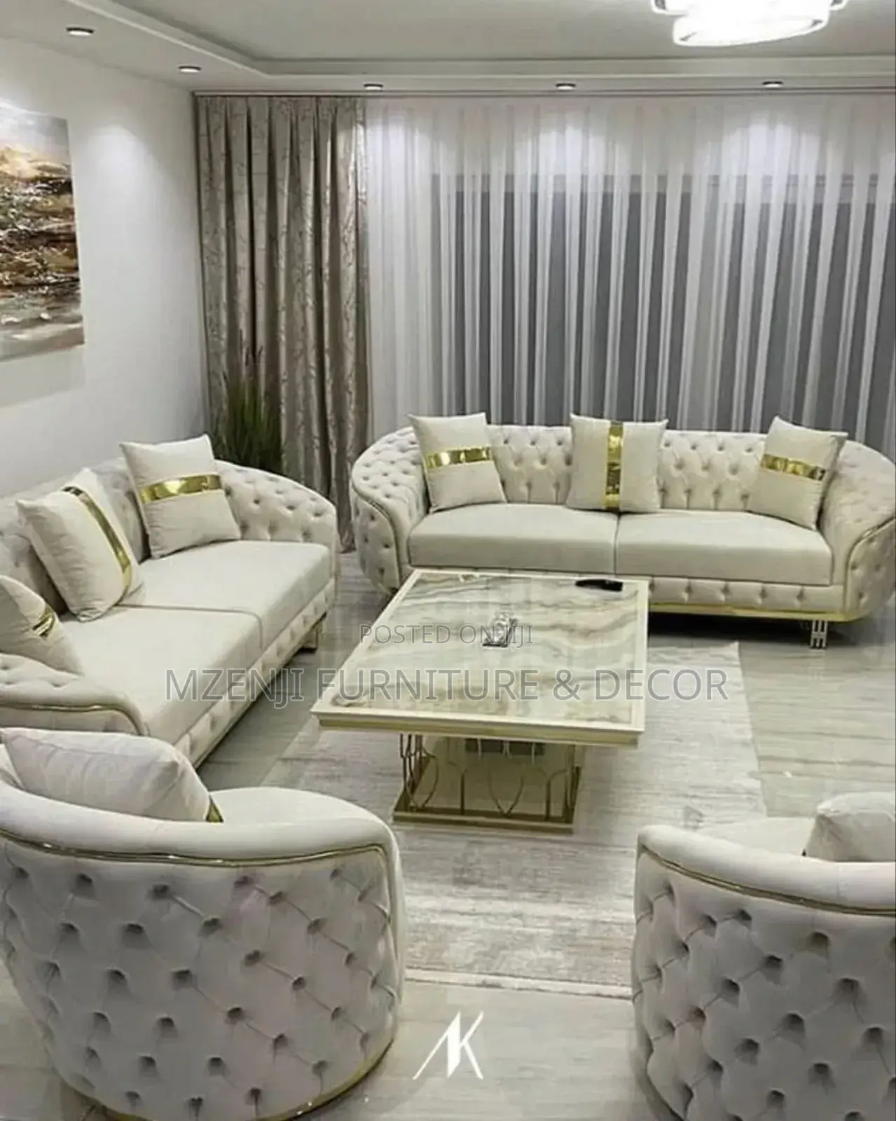 Luxury Button Sofa Set Design 3:2;1:1