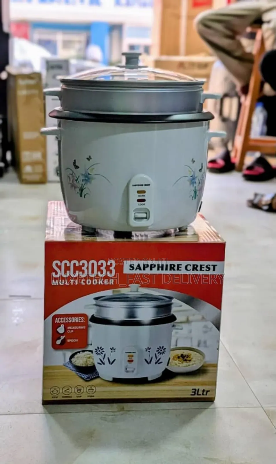 Sapphire Crest Rice Cooker 3 Liters With Steam Basket