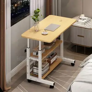 Adjustable Laptop Table With Movable Wheels 60x40Cm