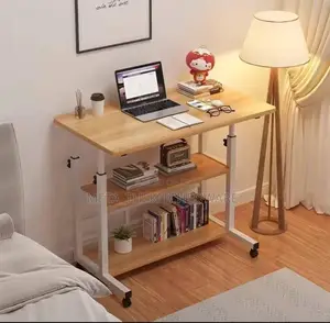 Adjustable Laptop Table With Movable Wheels 60x40Cm