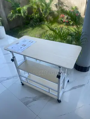 Adjustable Laptop Table With Movable Wheels 60x40Cm