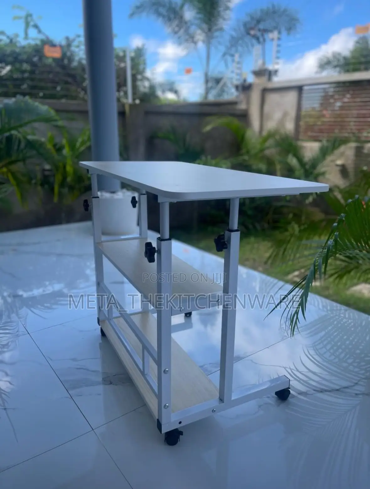 Adjustable Laptop Table With Movable Wheels 60x40Cm
