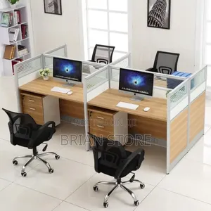 Work Station 4 People With 4 Chairs Set.