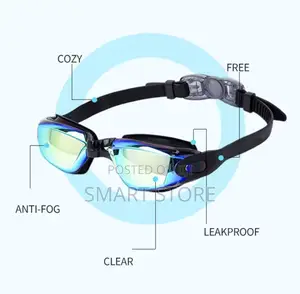 Swimming Goggles With Earplugs Anti-Fog Electroplated Lens