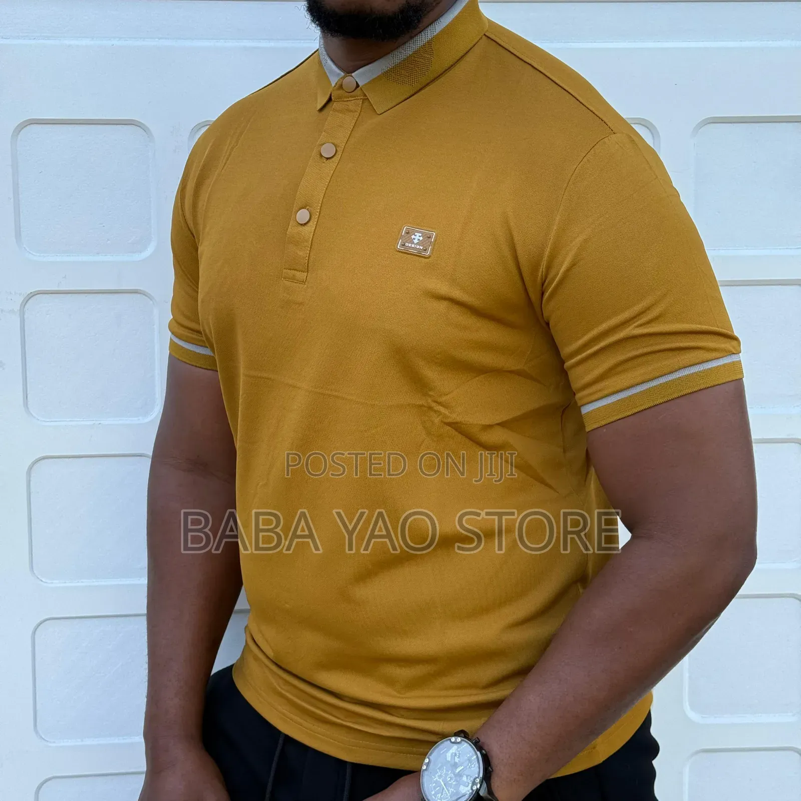Men's High-Grade Short-Sleeved Band Collar Casual T-Shirts