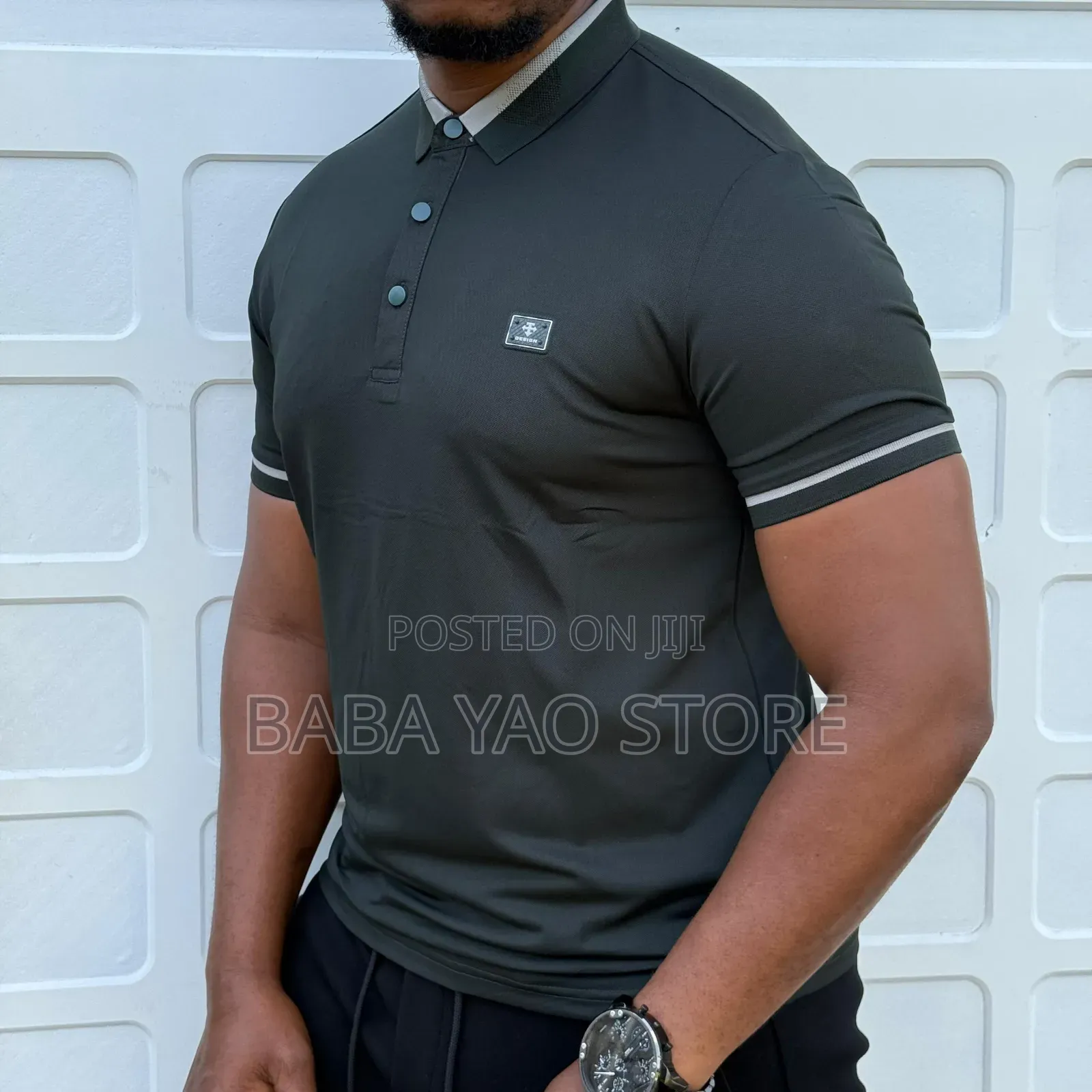 Men's High-Grade Short-Sleeved Band Collar Casual T-Shirts