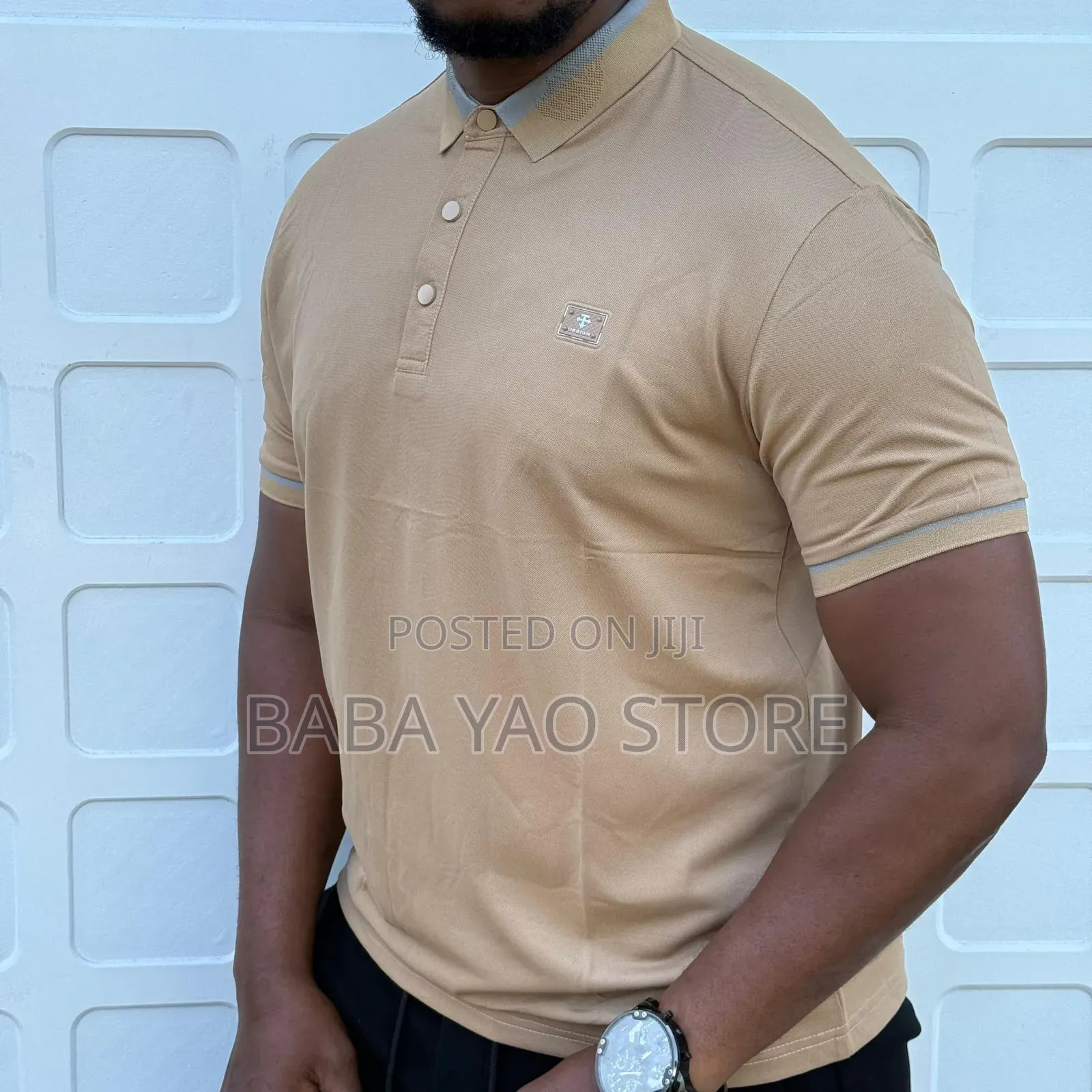 Men's High-Grade Short-Sleeved Band Collar Casual T-Shirts