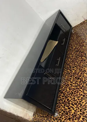 Modern Living Room Upper Tempered Glass Black Tv Cabinet