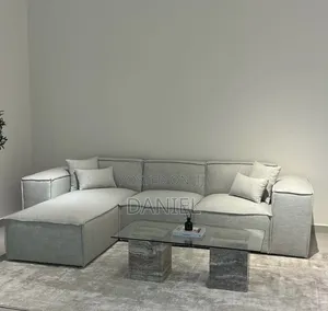 Sofa L Shape Gray Color Na Coffee Table Home Theater
