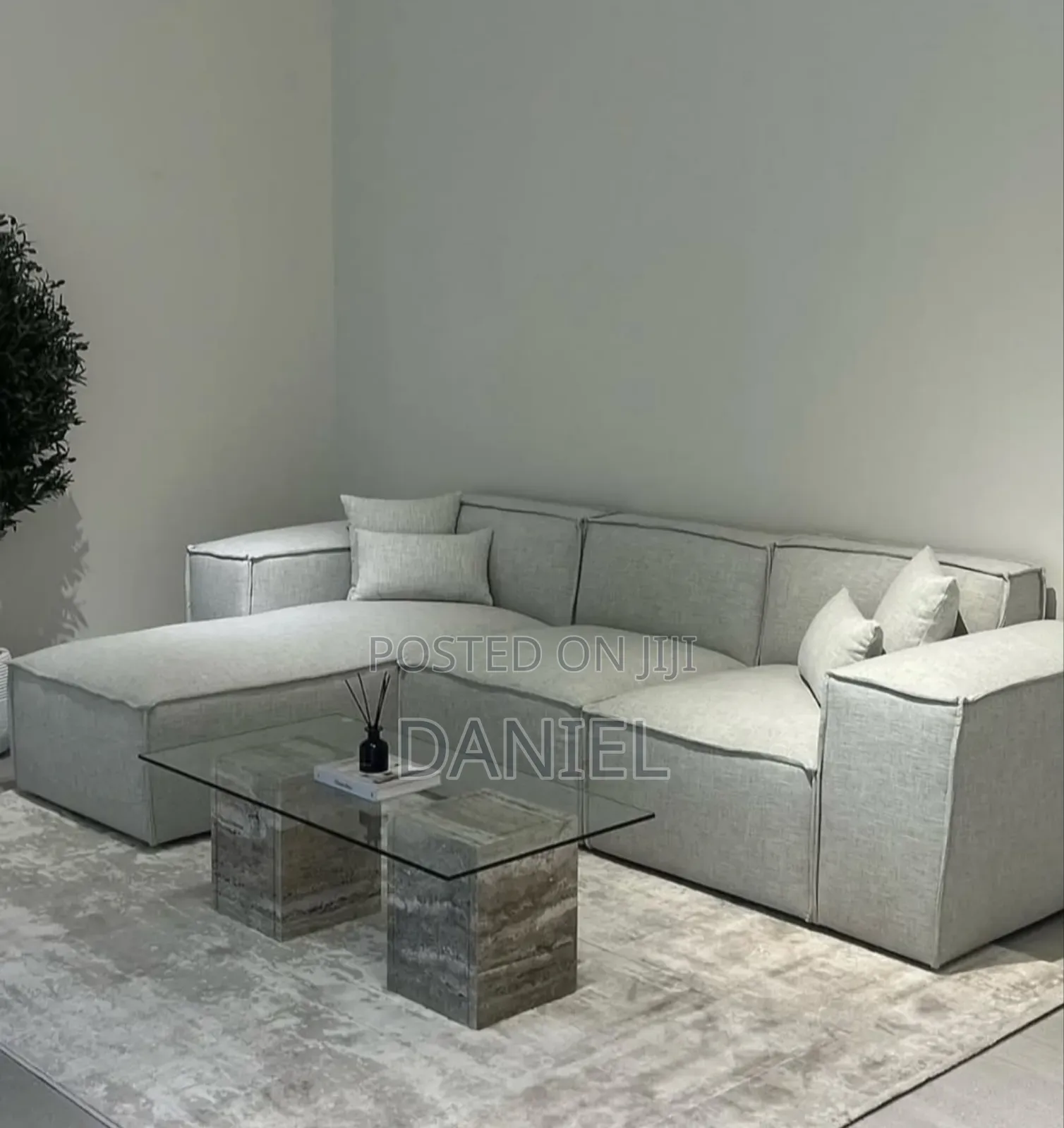 Sofa L Shape Gray Color Na Coffee Table Home Theater