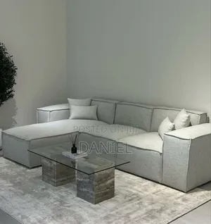 Sofa L Shape Gray Color Na Coffee Table Home Theater