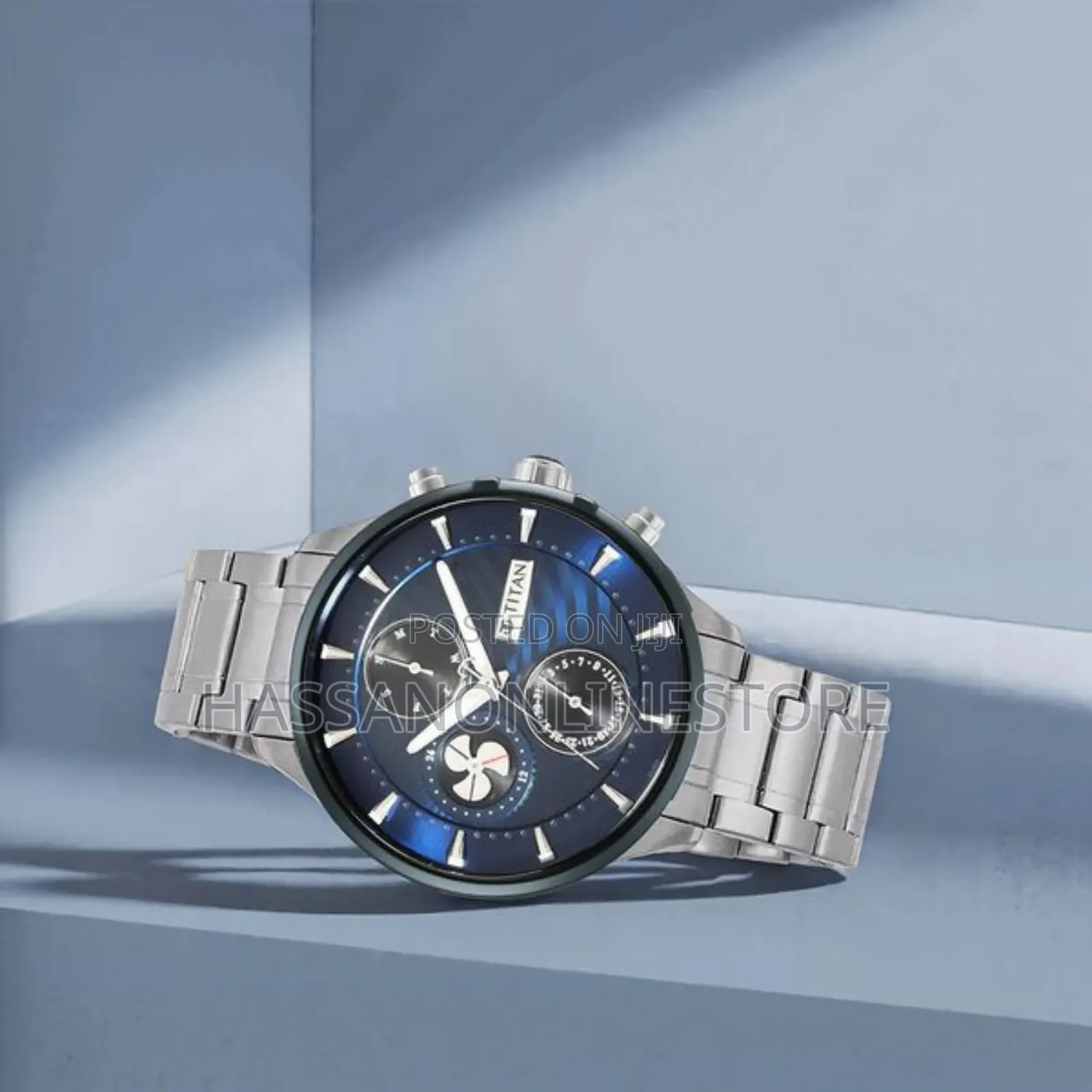 Titan Maritime Blue Dial Quartz Multifunction Watch for Men