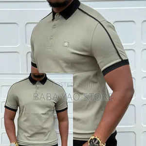 New Fashion Men's Short-Sleeved Band Collar T-Shirts