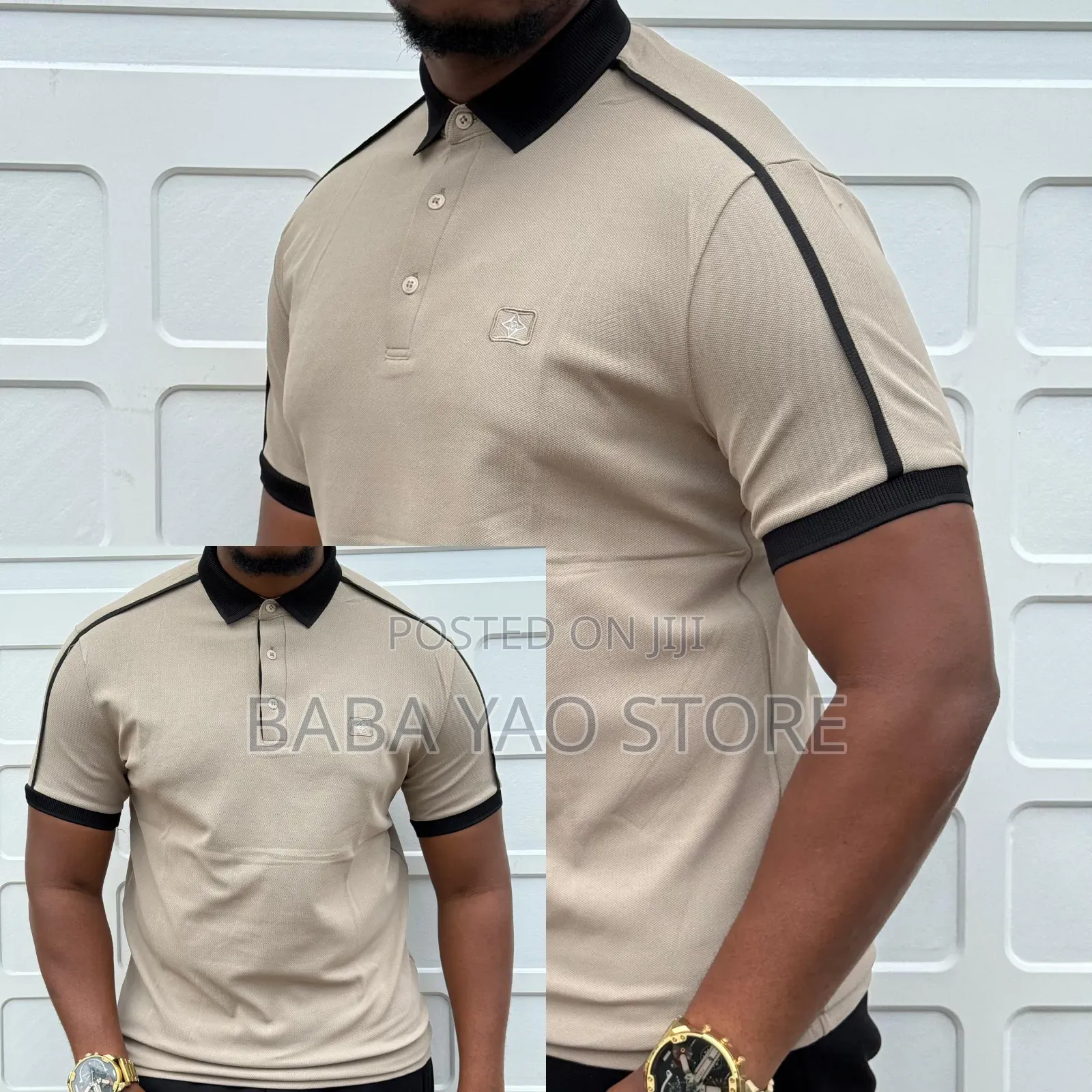 New Fashion Men's Short-Sleeved Band Collar T-Shirts