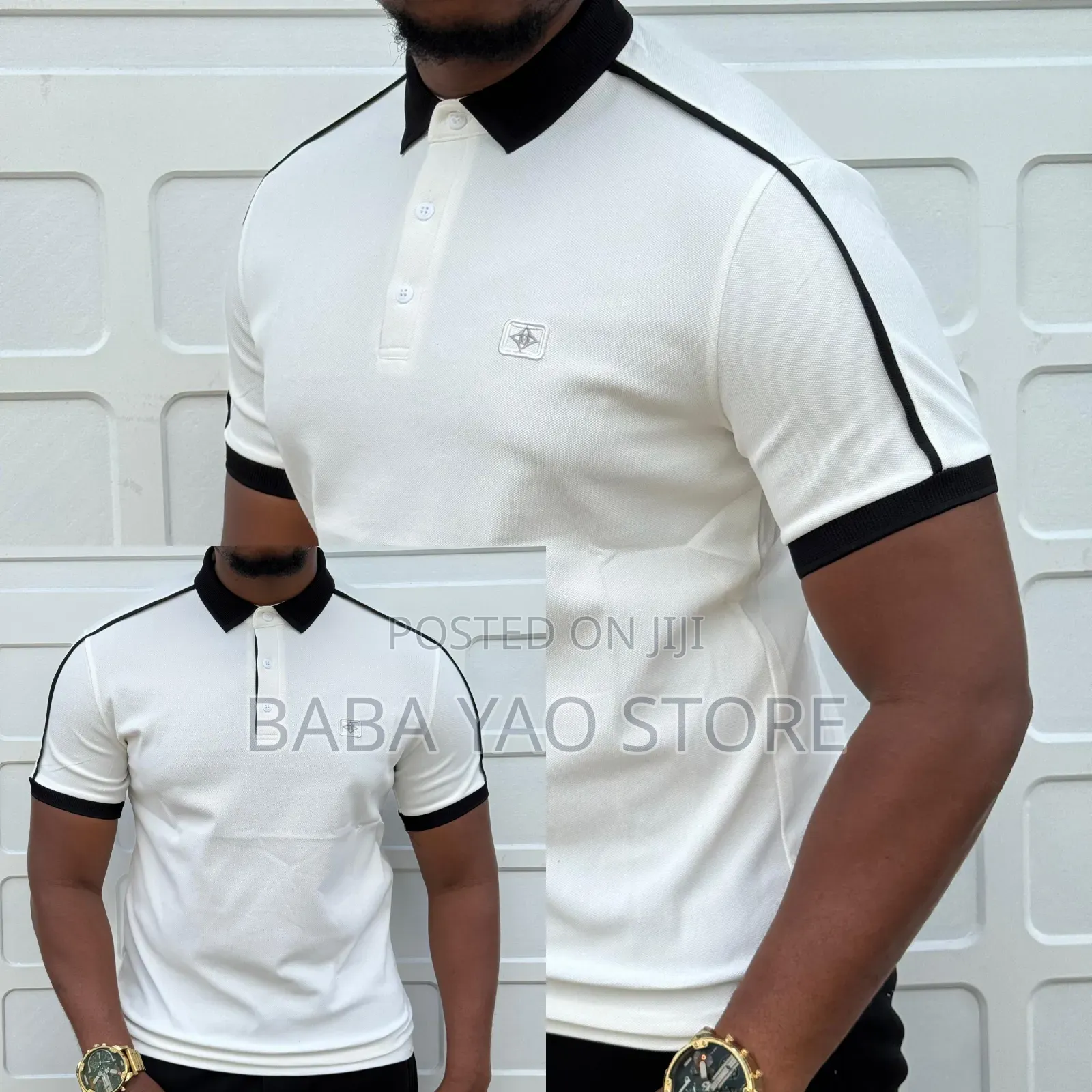 New Fashion Men's Short-Sleeved Band Collar T-Shirts