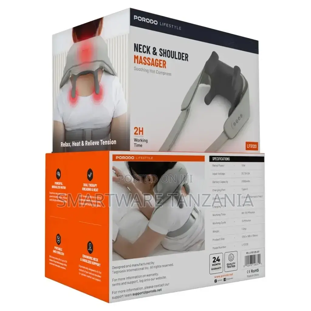 Porodo Lifestyle Neck Shoulder Massager - Gray