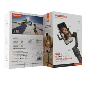 Porodo 3-Axis Gimbal Stabilizer Magnetic Fill Light Black
