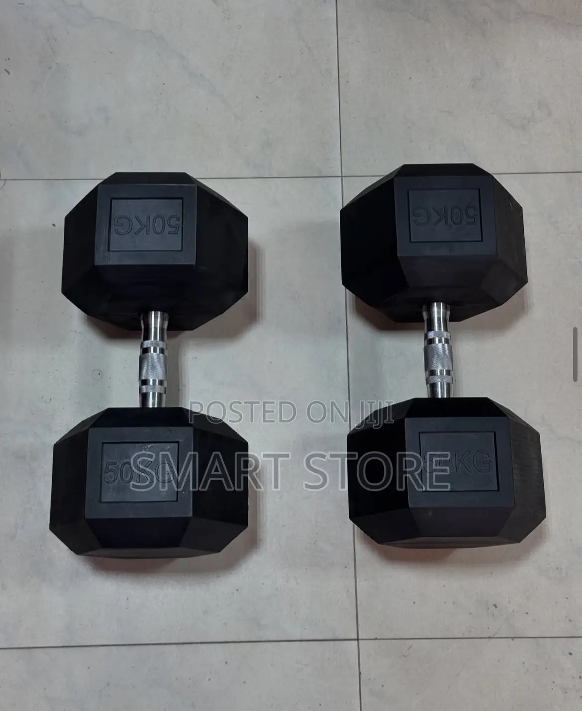50kg Rubber Hexagon Dumbbell